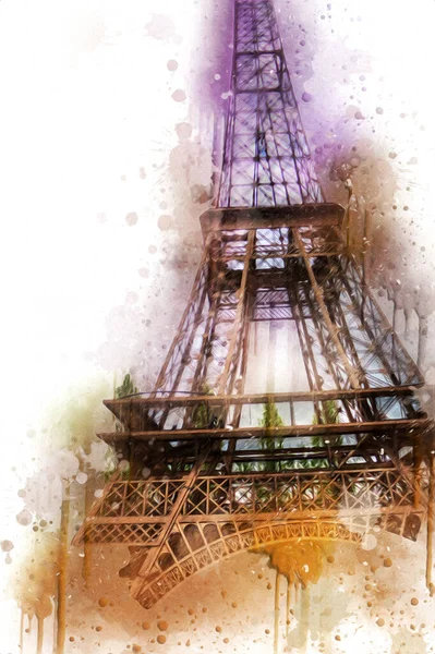 París Ilustración Diseño Artístico Francia Torre Eiffel Fotografias — Foto de Stock