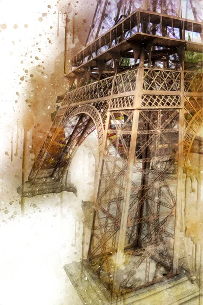 Parigi Arte Disegno Illustrazione Francia Torre Eiffel Raccolta Foto — Foto Stock