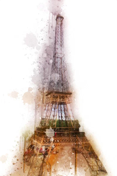 París Ilustración Diseño Artístico Francia Torre Eiffel Fotografias — Foto de Stock