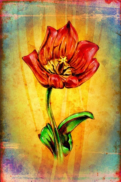 antika çiçek sanat el yapımı resim