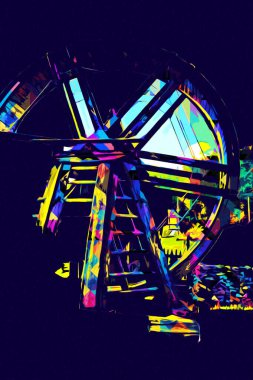 Conwy Castle eski kaldırma ekipmanı sanat illüstrasyonu antika eskiz