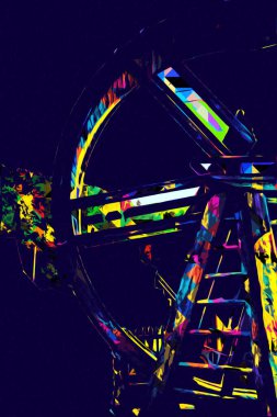 Conwy Castle eski kaldırma ekipmanı sanat illüstrasyonu antika eskiz