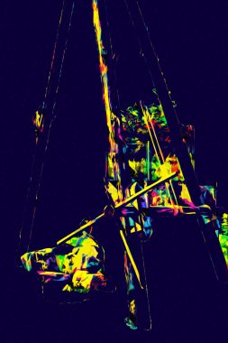 Bir inşaat sahasında ortaçağ vinci, eski çağlar, sanat illüstrasyonu antika eskiz