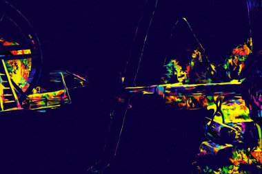 Bir inşaat sahasında ortaçağ vinci, eski çağlar, sanat illüstrasyonu antika eskiz