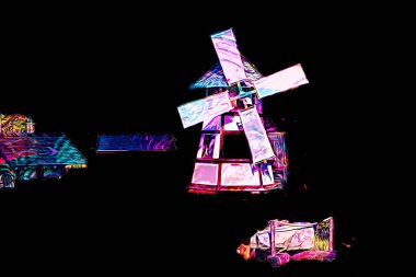 Eski bir yel değirmeni fotoğraf klasiği çizimi