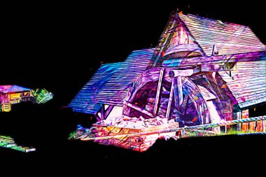 Gümüş, altın, bakır madeni, ortaçağ tarihi sanat illüstrasyonu antika eskiz.