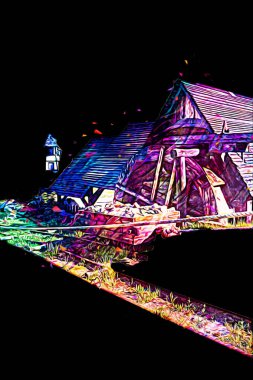 Gümüş, altın, bakır madeni, ortaçağ tarihi sanat illüstrasyonu antika eskiz.