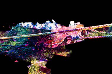 Gümüş, altın, bakır madeni, ortaçağ tarihi sanat illüstrasyonu antika eskiz.