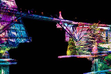 Ortaçağ maden yerleşiminde altın durulama yalakları, ortaçağ tarihi sanat illüstrasyonları antika eskizler