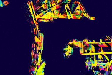 Steppe Mill Mill Wheel Kış Peyzajı Lueneburg Heath, Ortaçağ sanat illüstrasyonu antika eskiz