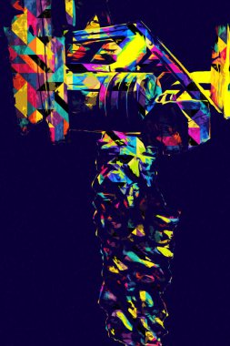 Steppe Mill Mill Wheel Kış Peyzajı Lueneburg Heath, Ortaçağ sanat illüstrasyonu antika eskiz