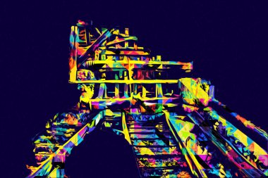 Steppe Mill Mill Wheel Kış Peyzajı Lueneburg Heath, Ortaçağ sanat illüstrasyonu antika eskiz