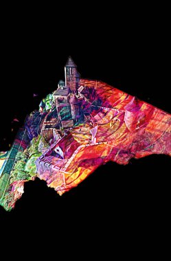 Ksiaz Şatosu Polonya Silezya Sanat retro fotoğrafçılık eski hava manzarası