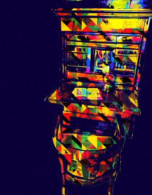 Ambiente stüdyosu, klasik büro masası, ortaçağ tarihi sanat illüstrasyonu antika eskiz.