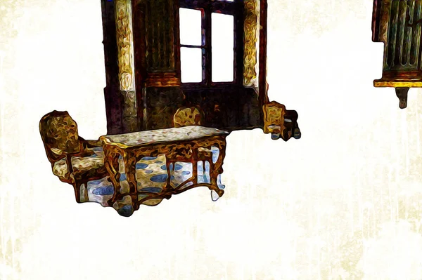 Класичні Меблі Класичному Інтер Єрі Копіювальним Простором Середньовічна Старовинна Мистецька — стокове фото