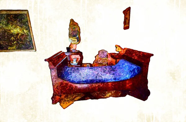 Розкішний Інтер Класична Спальня Інтер Старі Середньовічні Старовинні Мистецькі Ілюстрації — стокове фото