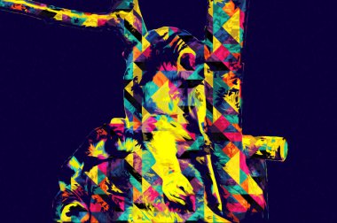 Bir grup dinlenen lemurlar katta, illüstrasyon, çizim, eskiz, antika, antika, antika.