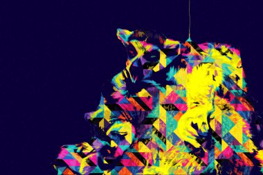 Bir grup dinlenen lemurlar katta, illüstrasyon, çizim, eskiz, antika, antika, antika.