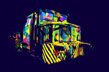 Eski dar ölçü demiryolu motoru, sanat, illüstrasyon, çizim, eskiz, antika, antika, antika.