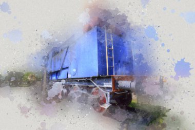 Eski dar ölçü demiryolu motoru, sanat, illüstrasyon, çizim, eskiz, antika, antika, antika.