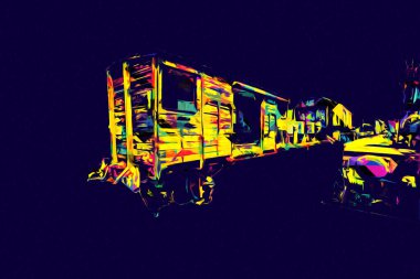 Eski tren vagonu, tren, sanat, illüstrasyon, çizim, eskiz, antika, antika, antika.