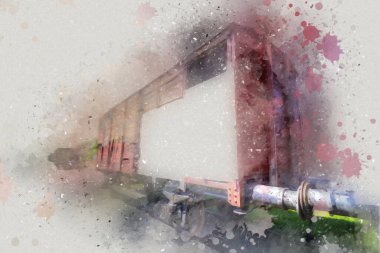 Eski tren vagonu, tren, sanat, illüstrasyon, çizim, eskiz, antika, antika, antika.