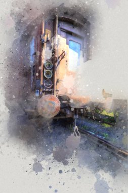 Eski tren vagonu, tren, sanat, illüstrasyon, çizim, eskiz, antika, antika, antika.