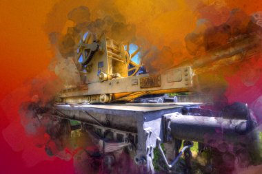 Demiryolu vinci, fotoğrafçılık, paslı, vagon, tren, sanat, illüstrasyon, çizim, eskiz, antika, retro, vintage.