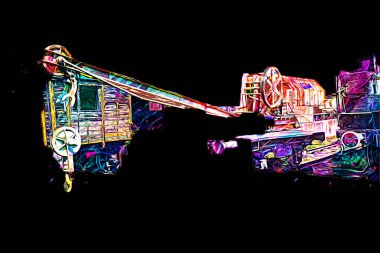 Demiryolu vinci, fotoğrafçılık, paslı, vagon, tren, sanat, illüstrasyon, çizim, eskiz, antika, retro, vintage.