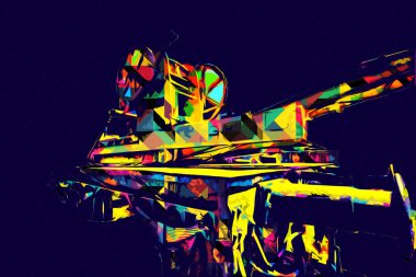 Demiryolu vinci, fotoğrafçılık, paslı, vagon, tren, sanat, illüstrasyon, çizim, eskiz, antika, retro, vintage.