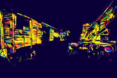 Demiryolu vinci, fotoğrafçılık, paslı, vagon, tren, sanat, illüstrasyon, çizim, eskiz, antika, retro, vintage.