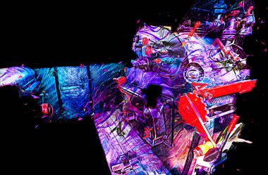 Buhar trenindeki makine odası, fotoğrafçılık, paslı, vagon, sanat, illüstrasyon, çizim, çizim, eskiz, antika, retro, vintage.