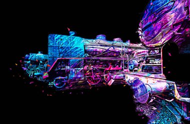 Farklı türde eski lokomotifler, tren, fotoğraf, paslı, vagon, sanat, illüstrasyon, çizim, eskiz, antika, antika, antika, antika.