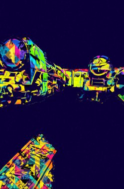 Farklı türde eski lokomotifler, tren, fotoğraf, paslı, vagon, sanat, illüstrasyon, çizim, eskiz, antika, antika, antika, antika.