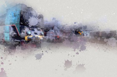 Farklı türde eski lokomotifler, tren, fotoğraf, paslı, vagon, sanat, illüstrasyon, çizim, eskiz, antika, antika, antika, antika.