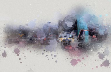 Farklı türde eski lokomotifler, tren, fotoğraf, paslı, vagon, sanat, illüstrasyon, çizim, eskiz, antika, antika, antika, antika.