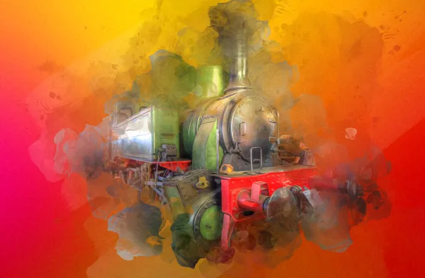 Locomotora Vapor Conduce Través Del Desierto Arte Ilustración Dibujo Boceto — Foto de Stock