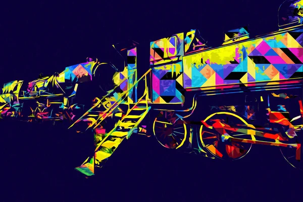 Locomotiva Vapor Atravessa Deserto Arte Ilustração Puxando Esboço Antiguidade Retro — Fotografia de Stock