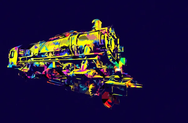 Ατμομηχανή Οδηγεί Μέσα Από Την Έρημο Τέχνη Εικονογράφηση Σχέδιο Σκίτσο — Φωτογραφία Αρχείου