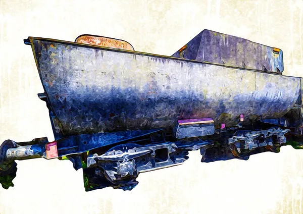 Houtskool Trein Locomotief Stoom Fotografie Roestig Wagen Trein Kunst Illustratie — Stockfoto