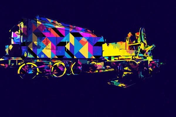 Carbone Treno Locomotiva Vapore Fotografia Arrugginito Carro Treno Arte Illustrazione — Foto Stock