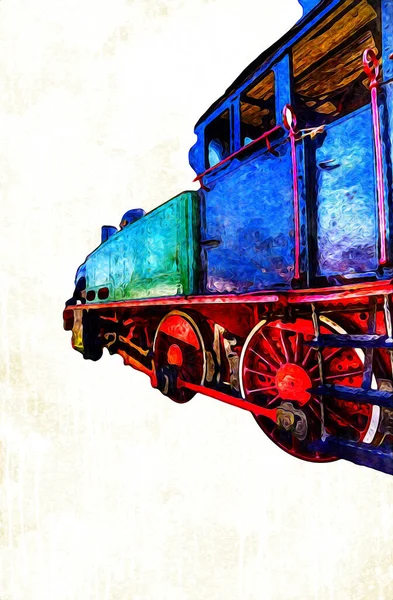 Kleine Lokomotive Dampf Fotografie Rostig Waggon Zug Kunst Illustration Zeichnung — Stockfoto