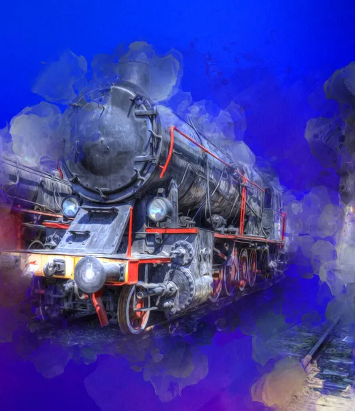 Different Type Old Locomotives Train Photography Rusty Wagon Art Illustration — Stock Photo, Image