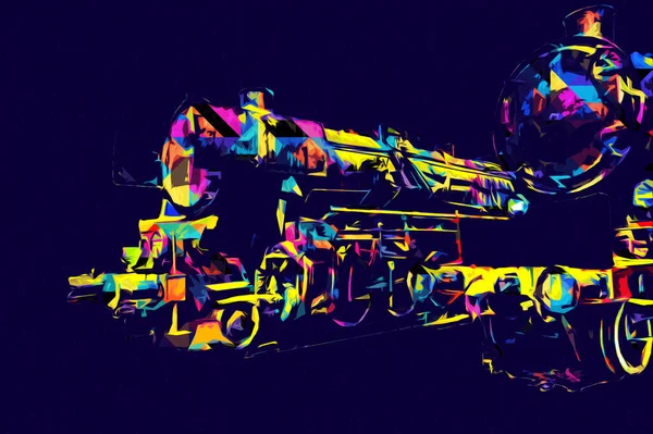 Diversi Tipi Vecchie Locomotive Treno Fotografia Arrugginito Carro Arte Illustrazione — Foto Stock