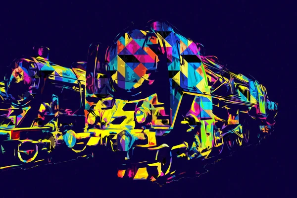 Tipo Diferente Locomotivas Velhas Trem Fotografia Enferrujado Vagão Arte Ilustração — Fotografia de Stock