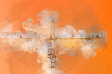 Şantiye iskelesi, klasik resim çizimi olan bir inşaat alanı.