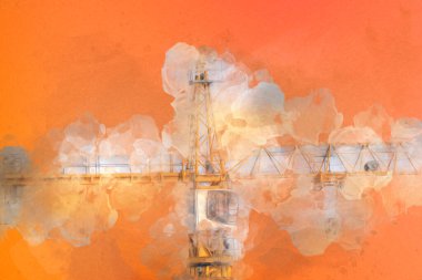 Şantiye iskelesi, klasik resim çizimi olan bir inşaat alanı.