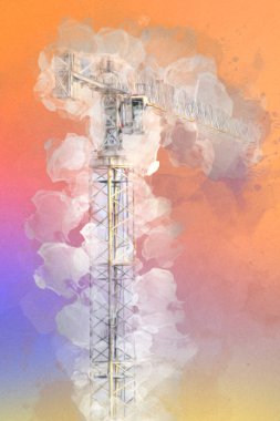 Şantiye iskelesi, klasik resim çizimi olan bir inşaat alanı.