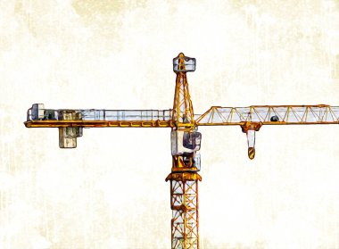 Şantiye iskelesi, klasik resim çizimi olan bir inşaat alanı.