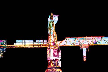 Şantiye iskelesi, klasik resim çizimi olan bir inşaat alanı.